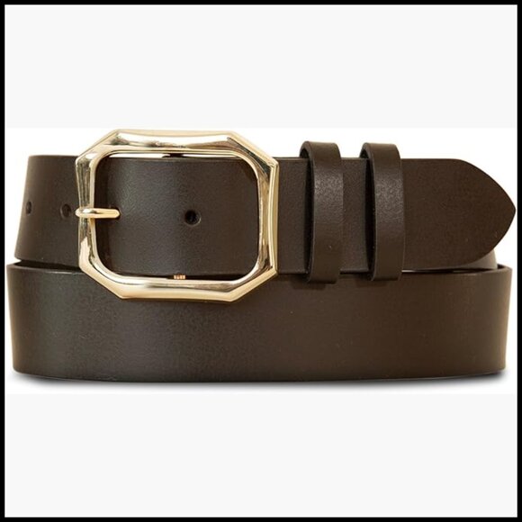 Genuine Buffalo Leather Belt with Gold Buckle, Size Medium main image 5